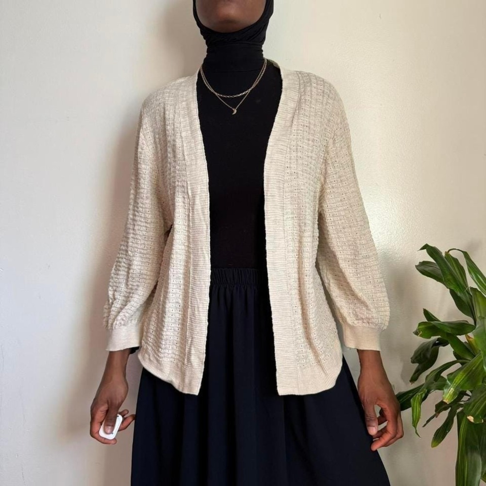 Vintage Croft & Barrow cream knit cardigan Coastal Coquette‎ size XXL